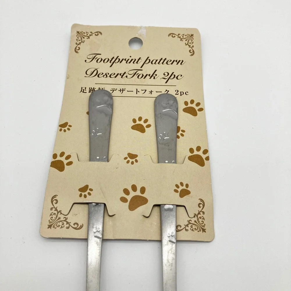 Nakajima Desert Fork 2pc Set Footprint Pattern Silver Cat Paw Made in Japan NEW